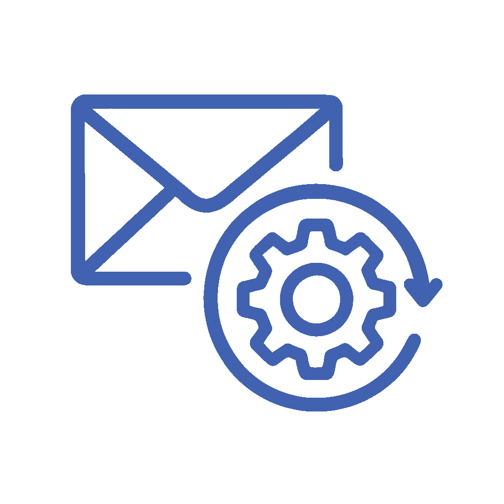 An email with a little spinning cog next to it